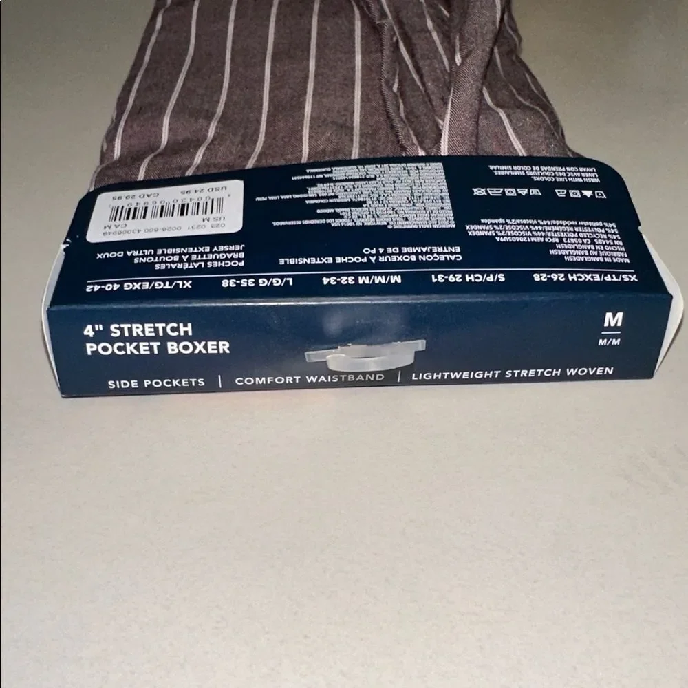 AE Burgundy White Pin Stripes 4” Stretch Pocket Boxer